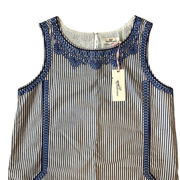 NWT Vineyard Vines Cisco Blue Blue and White Striped Embroidered Dress Size 4 - Picture 5 of 6